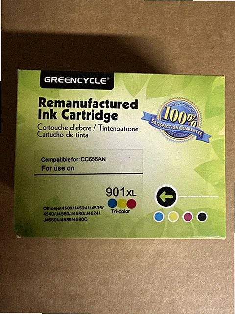 2 Green Cycle Tri-Color ink cartridges. Brand New. Unopened Packaging.