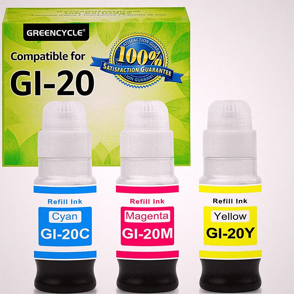 3 Packs MCY GI20 GI-20 Refill Ink Bottle for Canon G6020 G7020 G5020 Printers