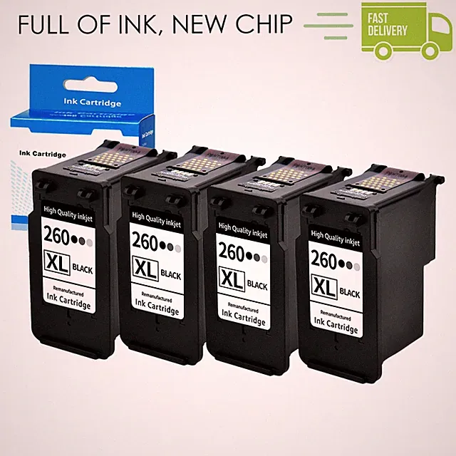 4PK PG-260XL Black Ink Cartridge For Canon PIXMA TS5320 TS6420 TR7020 Printer