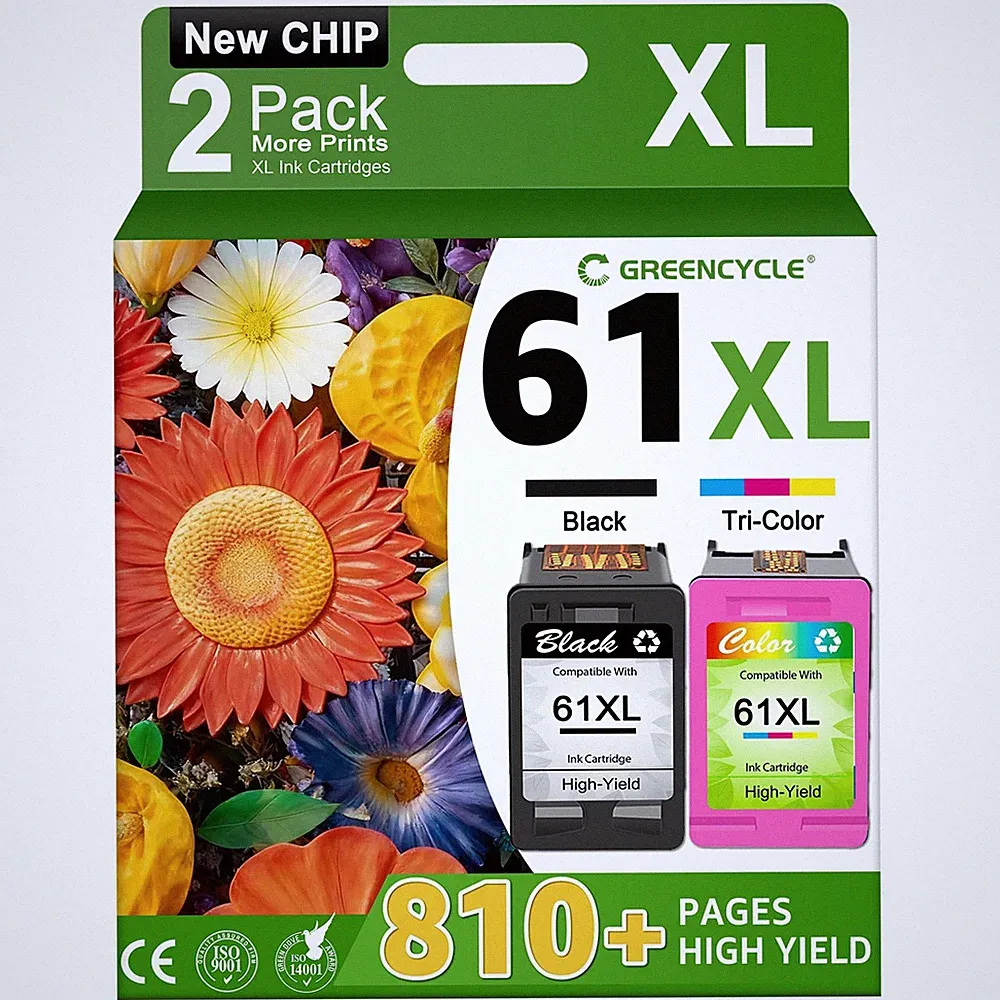 61XL Ink Cartridges Black and Color Combo Pack Replacement for HP 61 XL Ink f...
