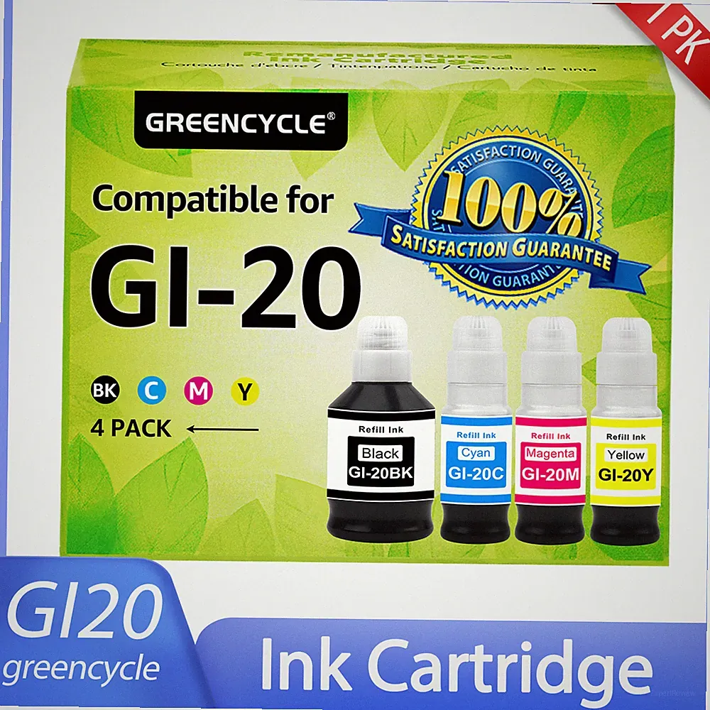 GI20 GI-20 Multicolor Refill Ink Bottle For Canon G5020 G6020 G7020（4PK，Durable）