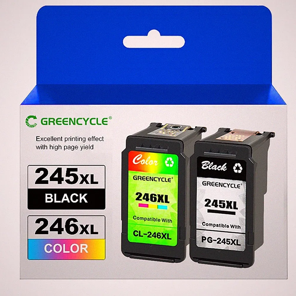 GREENCYCLE PG-245XL CL-246XL 2PK Inks For Canon iP2820 MG2420 MG2520 MX490 MX492