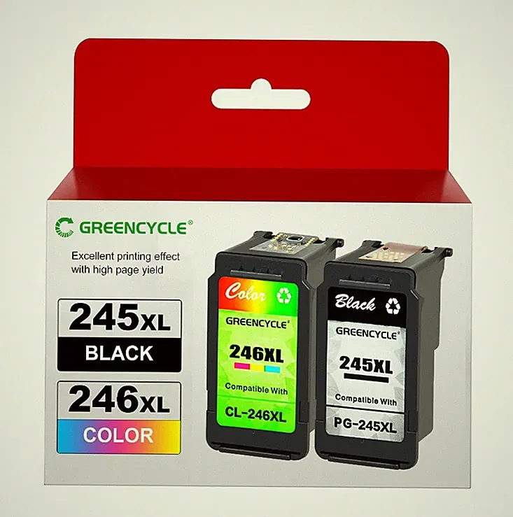 GREENCYCLE Replacement for Canon Ink cartridges 245 and 246 PG-245XL CL-246 2PK